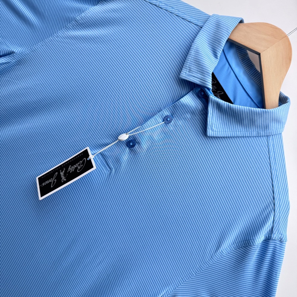 Bobby Jones Polo Shirt Mens M Sky Blue Performance Micro Stripe